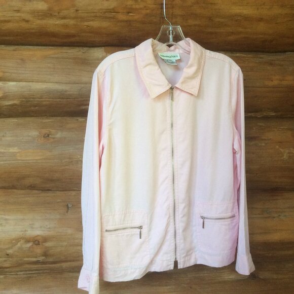 Bloomingdale's Pink Two Piece Shacket High Rise Crop Wide Leg Pant Set Size 14 - Picture 2 of 10